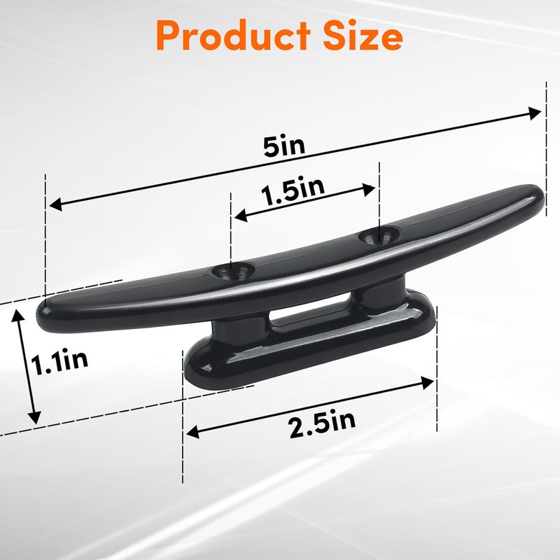 VEITHI Black Nylon Boat Cleat 4"/5"/6"/8", Dock Cleat with Hardware 4 Pack,Boat Dock Cleats Kayak Cleat Rope Cleat Used for Docking Boats, Canoe,Mooring,Maritime Decor,Dock Tie Down Cleats - Image 2